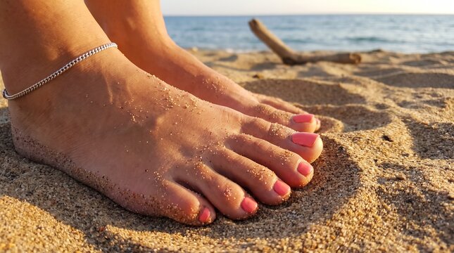 Macro photo of toes sinking into sand 2k 20260919110159 showing abstract micro structural details and textures with professional studio lighting