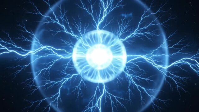 Electric Spark Discharge with Radiating Energy Glow in Dark Space for Innovation and Technology Concepts
