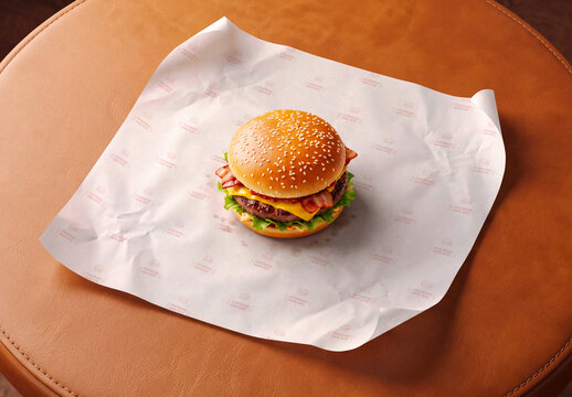 Burger Wrapping Paper Mockup