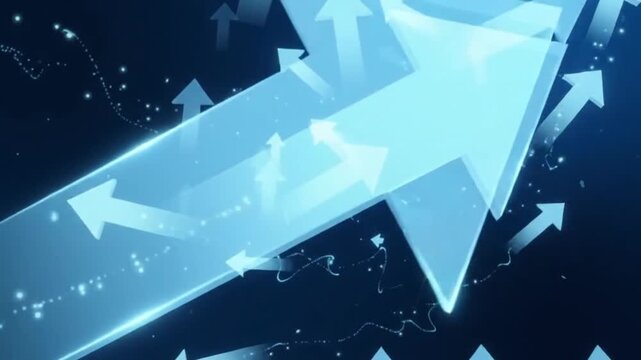 Dynamic Glowing Arrows Composition with Futuristic Space Background for Innovation and Growth Concepts