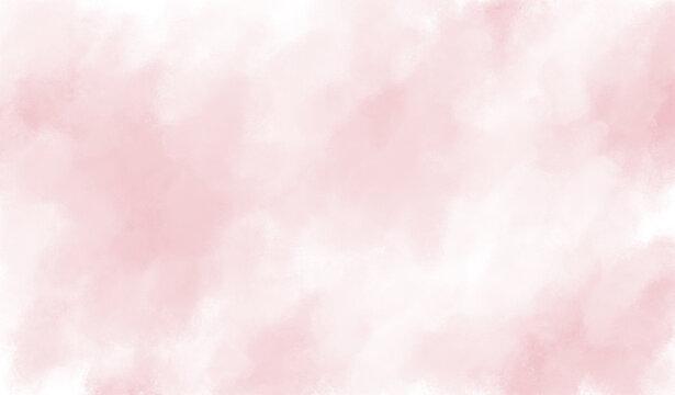 Pink watercolor texture on white background creating soft abstract backdrop with delicate cloudlike brush pattern and gentle pastel mood for design use