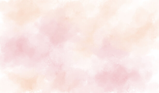 Pink watercolor texture with soft pastel clouds and delicate abstract color wash creating gentle background