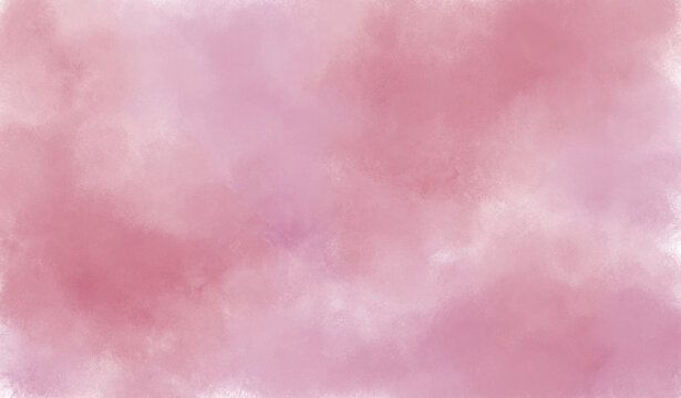 Pink watercolor texture with soft cloudy brushwork creating gentle abstract background for design