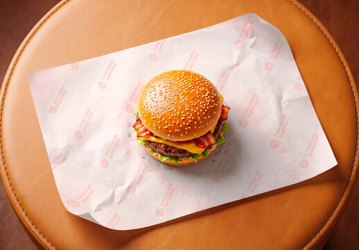 Editable Burger Wrapping Paper Mockup