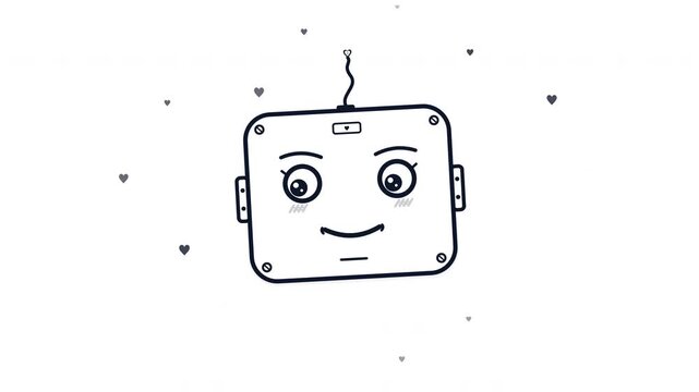 Shy Robot Face Illustration 4K Animation expression face