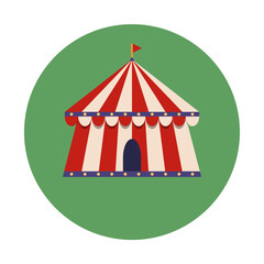 Vintage circus big top tent icon inside green circle. Circus icon © Lorem ipsum