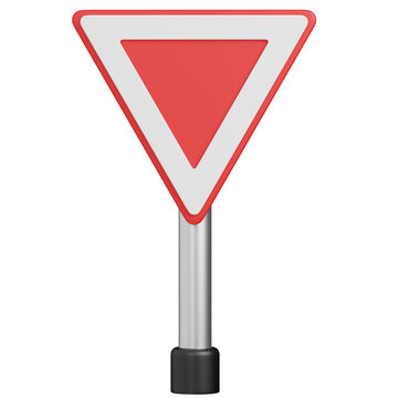 3D render  Red Yield Traffic Sign icon 