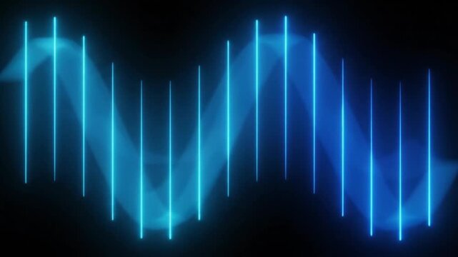 Cyan waveform pulses and morphs across a black background in a looping animation.
