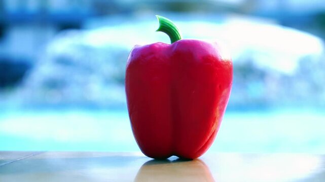 Fresh Red Bell Pepper Fresh red bell pepper with a vibrant color and smooth surface, representing healthy vegetables and natural food ingredients.