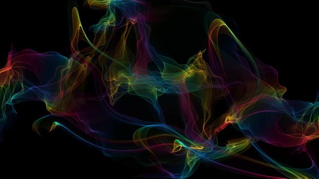 Colorful Swirling Smoke and Glowing Vapor Waves in 4K Video
