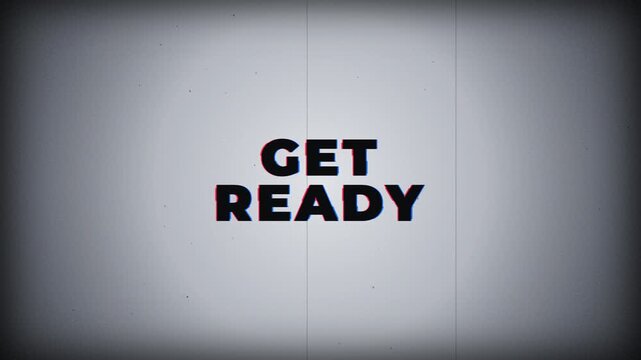 Get ready message displayed on retro vintage film countdown screen