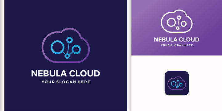 Nebula Cloud Tech Data Network Storage Monoline Gradient Logo Vector Template