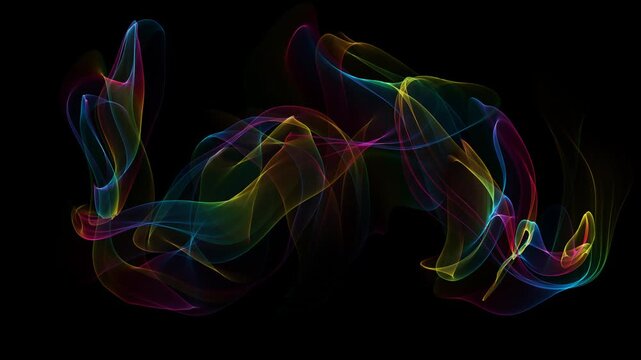Cinematic Multicolor Smoke Overlay Isolated on Black 4K Video
