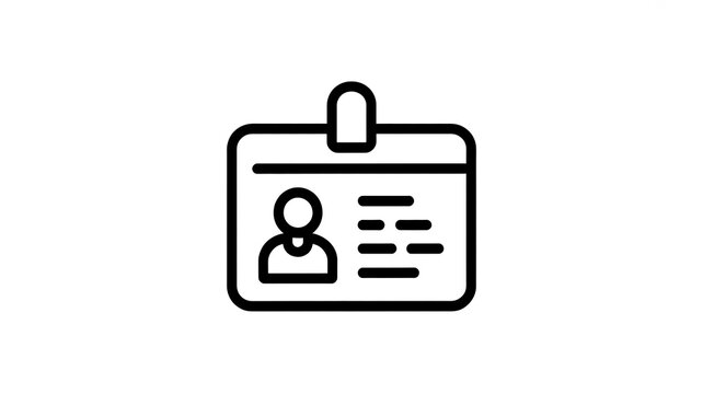 Black line icon of a simple identification badge