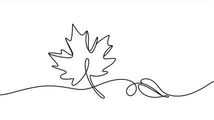 Continuous line drawing of maple leaf vector illustration isolated on white background for autumn botanical art nature aesthetic concept © REBEKA