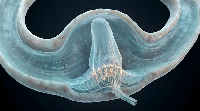 3D Render of a Transparent Microscopic Organism in Blue Tones