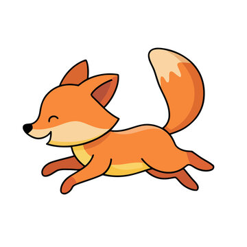 Cartoon fox running isolated on transparent background