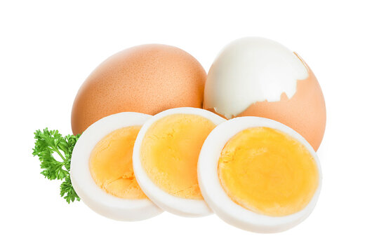 boiled egg and half isolated on white background