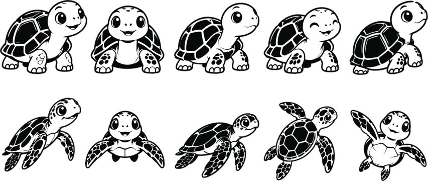 Cute cartoon turtles