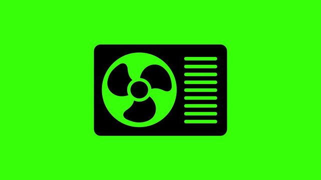 Air Conditioning Condenser Unit Spinning Fan Loop Animation on Green Screen Background