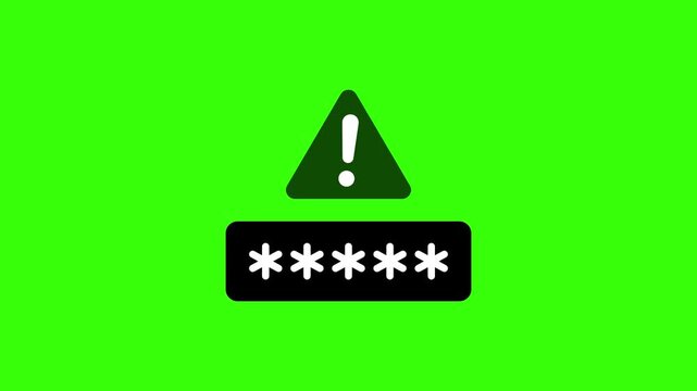 Password Error Interface Loop Animation on Green Screen Representing Cybersecurity Failure and Digital Security Lockout