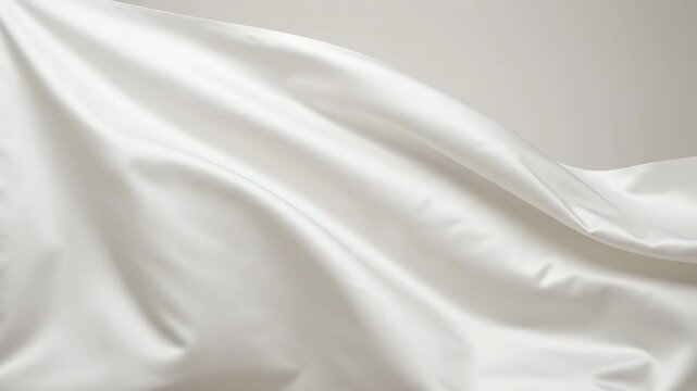 Abstract flowing white silk fabric background with soft waves.