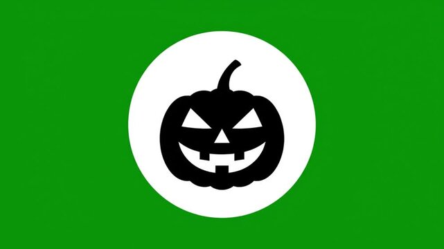 Minimalist halloween pumpkin silhouette icon animation green screen.