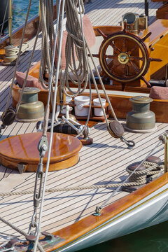Details of a sailboat in old style