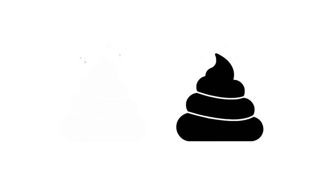 A black silhouette of fecal matter presents on a white background excrement stool waste dung poop feces droppings organic