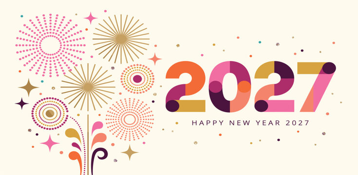 Happy New Year 2027, poster, banner and card design