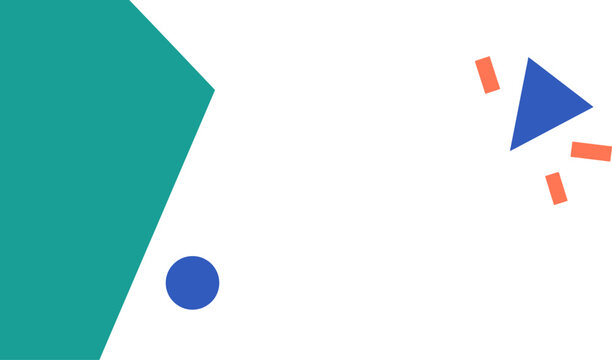Abstract geometric background with teal and blue shapes on a white canvas