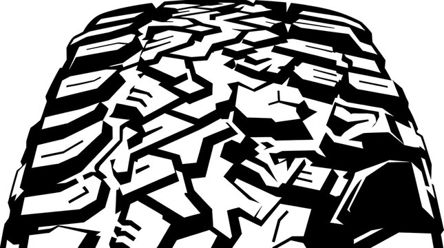 Aggressive off-road mud terrain tire tread pattern graphic vector illustration