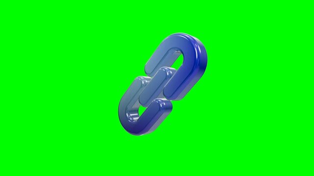 Shiny blue 3D chain link icon against green background