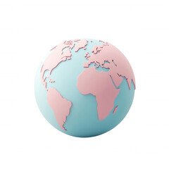 Obraz premium Stylized earth globe with pink continents and blue oceans representing global connection and geography