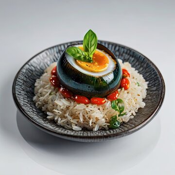 Thai Spicy Basil Fried Rice with Century Egg (Pad Kra Pao Khai Yiao Ma)