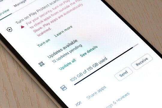 Smartphone app storage and device management settings screen close up