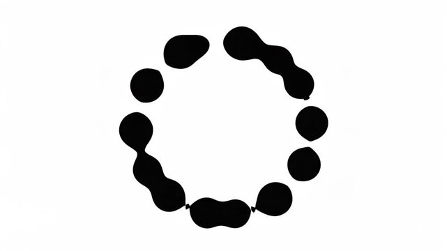 Minimalist black circle patterns morphing into rings on white
