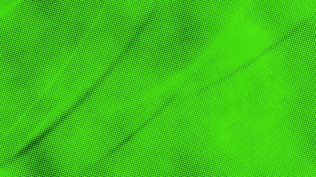 Green Halftone Dot Pattern Background With Shifting Diagonal Light and Shadow Streaks. Abstract Comic Pop Art Texture Animation