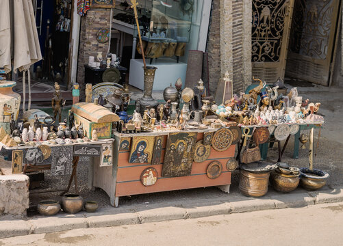 Outdoor flee market street stall,  Lexor  Egypt 