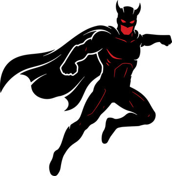 Red-Eyed Dark Superhero Action Character Silhouette 