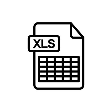 XLS file document icon with spreadsheet table grid for excel data report calculation and database format in transparent background