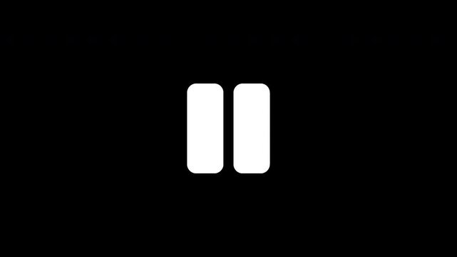 Animated Pause Icon - White Media Control Motion Graphics with Alpha Channel