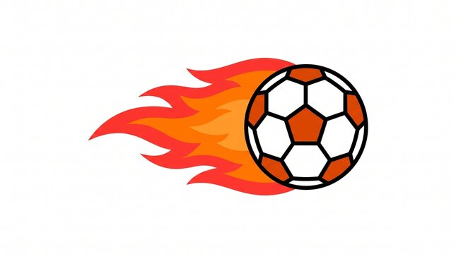 flaming soccer ball vector icon