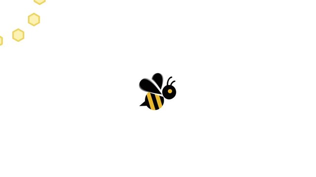 A stylized bee hovers at the center while hexagonal honeycomb cells activate in sequence around it, forming a circular loading indicator ideal for apps, websites, eco dashboards, and UI screens.
