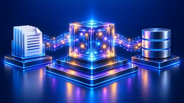 Advanced centralized computing cube routing digital files and documents into secure database storage architecture.