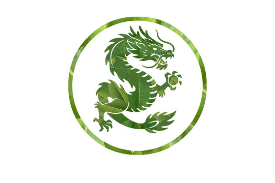 Green Leaf Dragon Inside Eco Technology Circle PNG