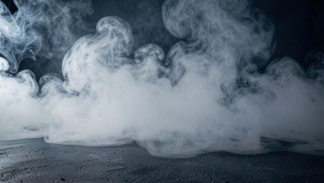 dramatic atmospheric fog rolling across dark textured surface for mysterious product placement or halloween marketing