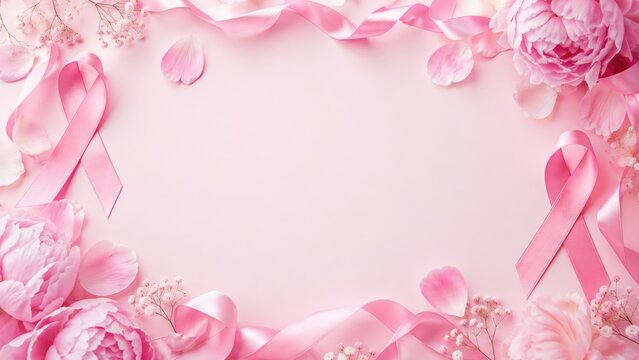 A Beautiful Pink-Themed Layout featuring Flowers, Ribbons, and Petals, Perfect for Conveying Messages of Hope, Support, and Celebration.