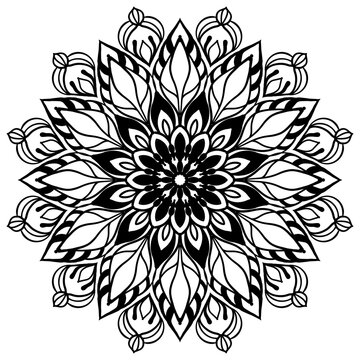black and white flower madala.