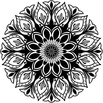 black and white flower mandala